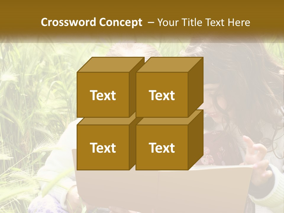 Two Little Girls Are Looking At A Book PowerPoint Template