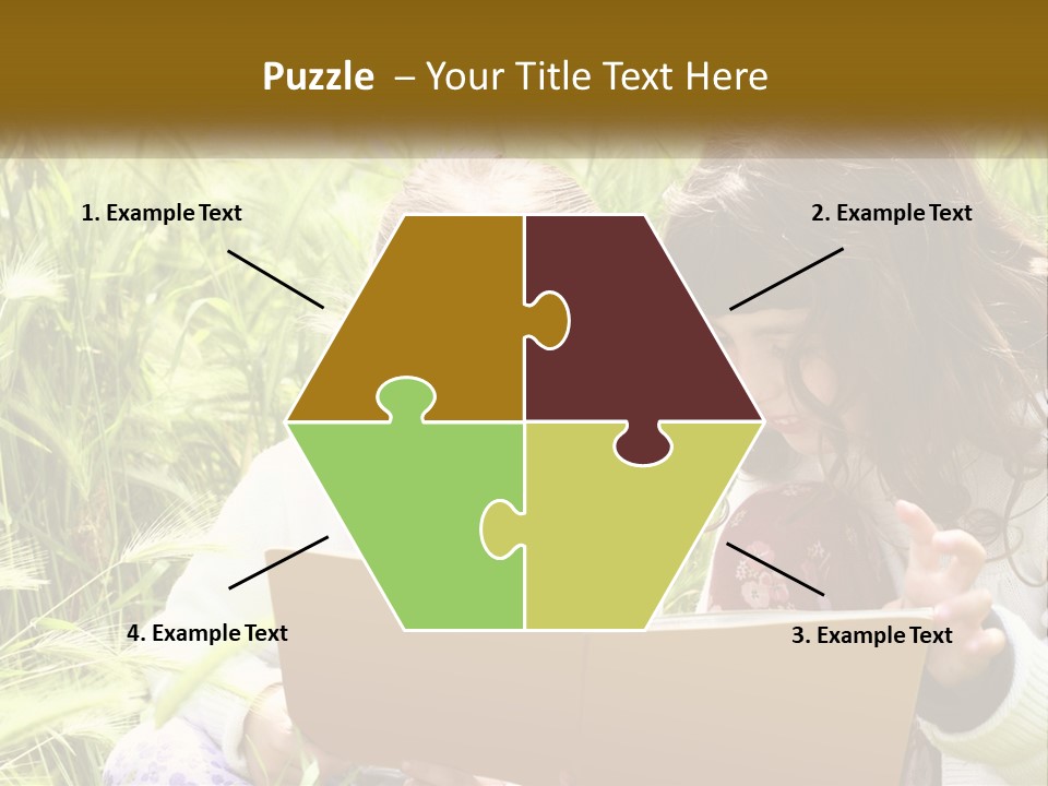 Two Little Girls Are Looking At A Book PowerPoint Template