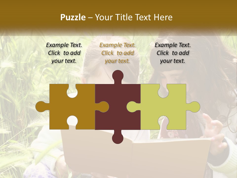 Two Little Girls Are Looking At A Book PowerPoint Template