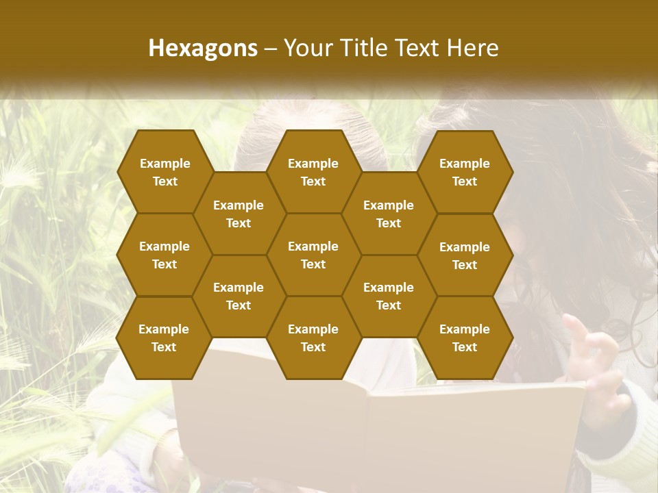 Two Little Girls Are Looking At A Book PowerPoint Template