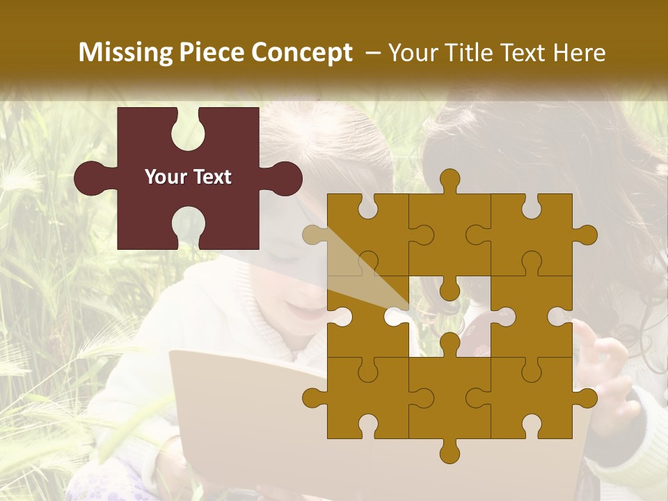 Two Little Girls Are Looking At A Book PowerPoint Template