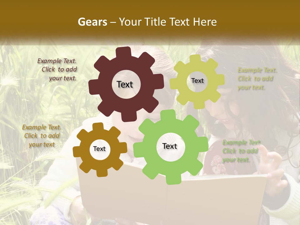 Two Little Girls Are Looking At A Book PowerPoint Template