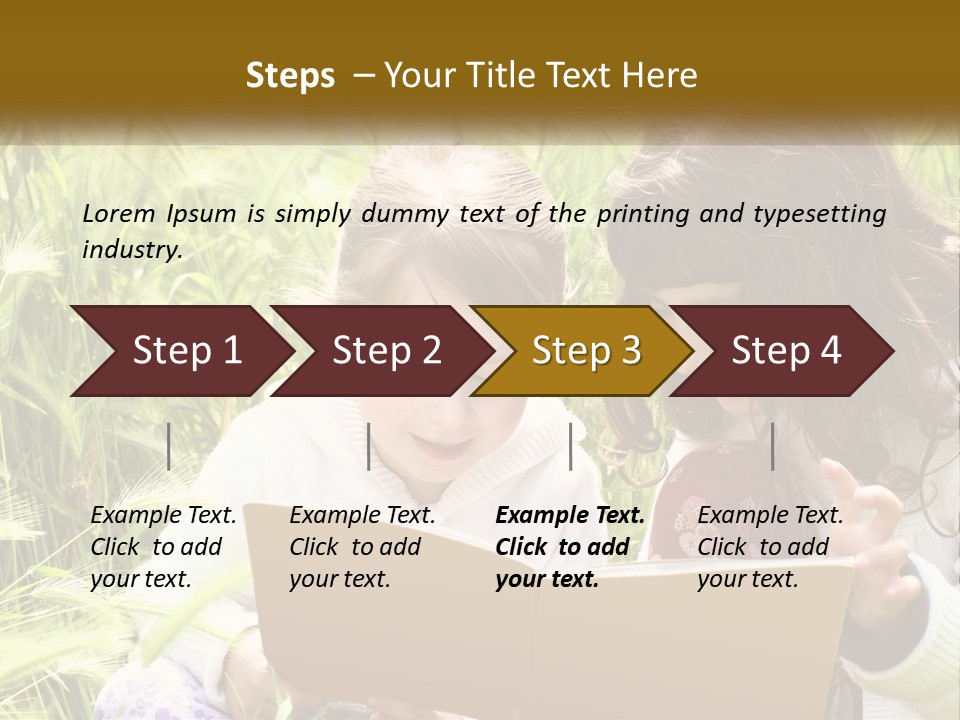 Two Little Girls Are Looking At A Book PowerPoint Template