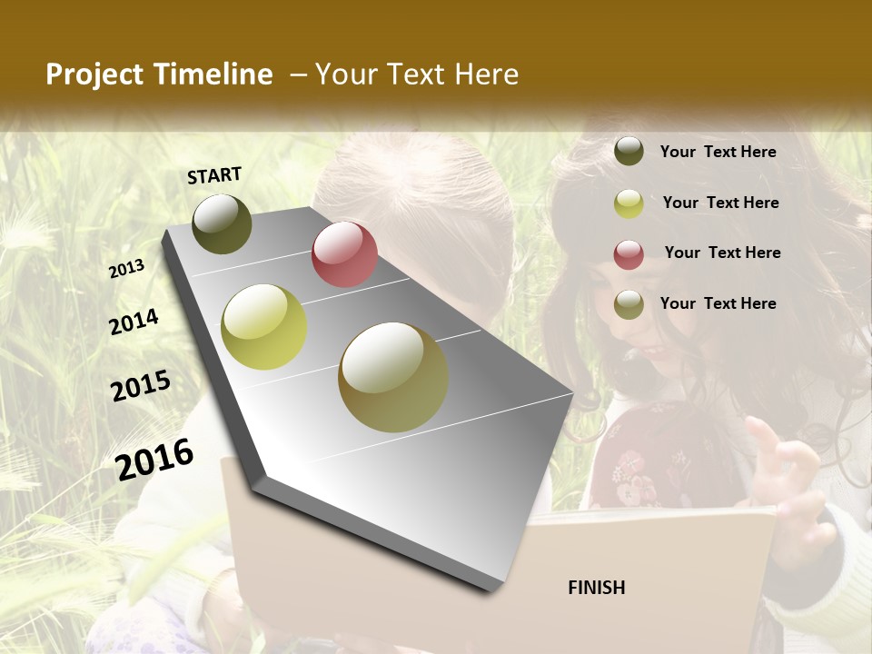 Two Little Girls Are Looking At A Book PowerPoint Template