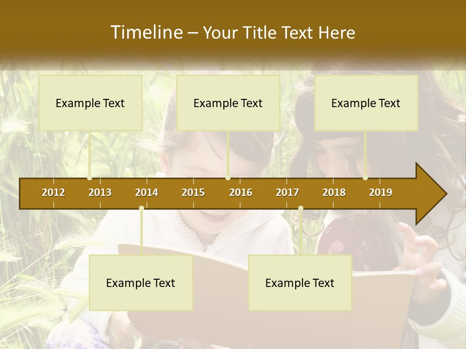 Two Little Girls Are Looking At A Book PowerPoint Template