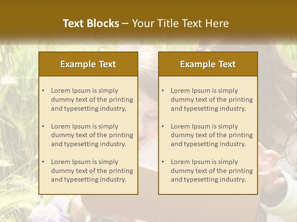 Two Little Girls Are Looking At A Book PowerPoint Template