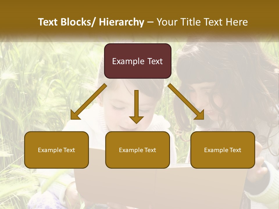 Two Little Girls Are Looking At A Book PowerPoint Template