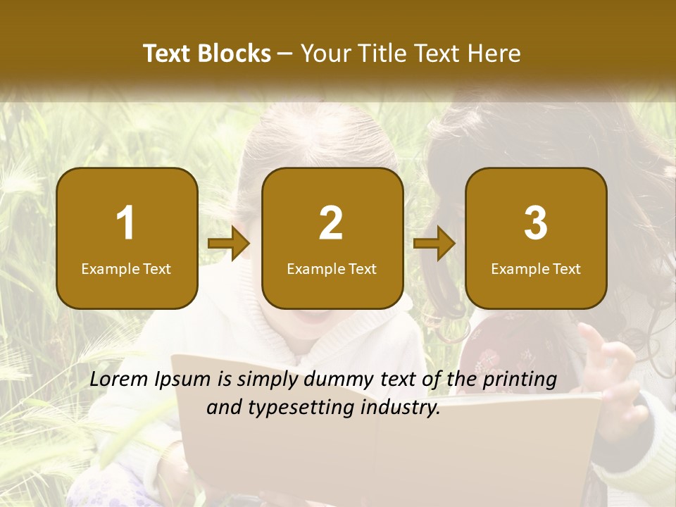 Two Little Girls Are Looking At A Book PowerPoint Template