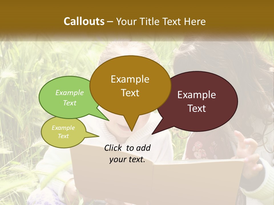 Two Little Girls Are Looking At A Book PowerPoint Template