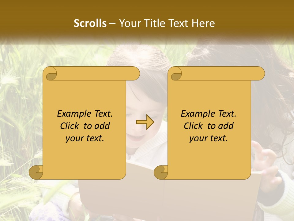 Two Little Girls Are Looking At A Book PowerPoint Template