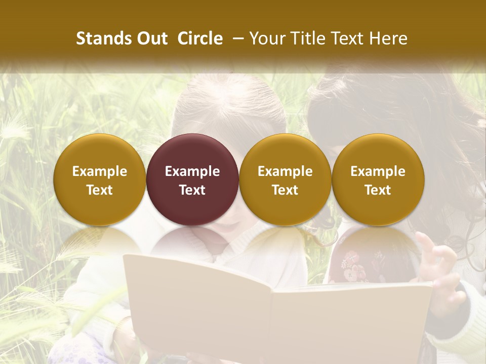 Two Little Girls Are Looking At A Book PowerPoint Template