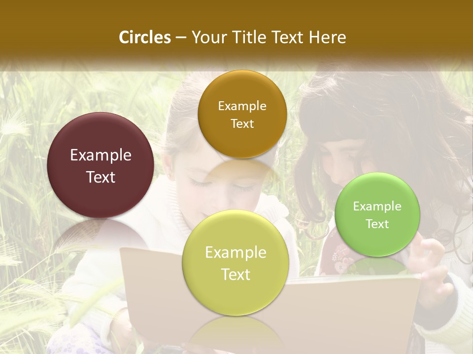 Two Little Girls Are Looking At A Book PowerPoint Template