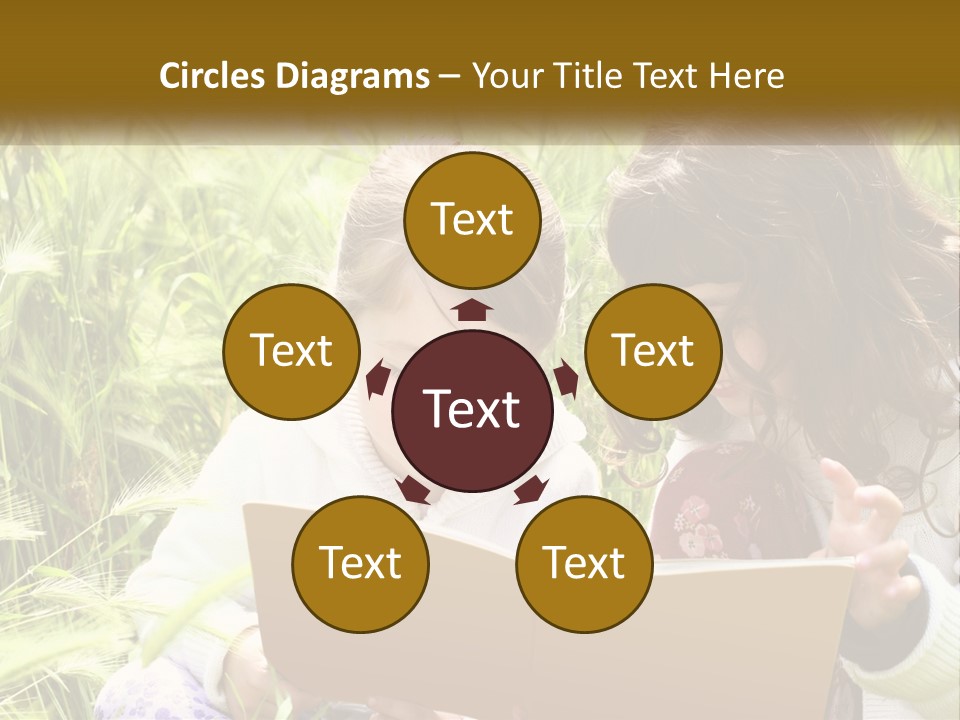 Two Little Girls Are Looking At A Book PowerPoint Template