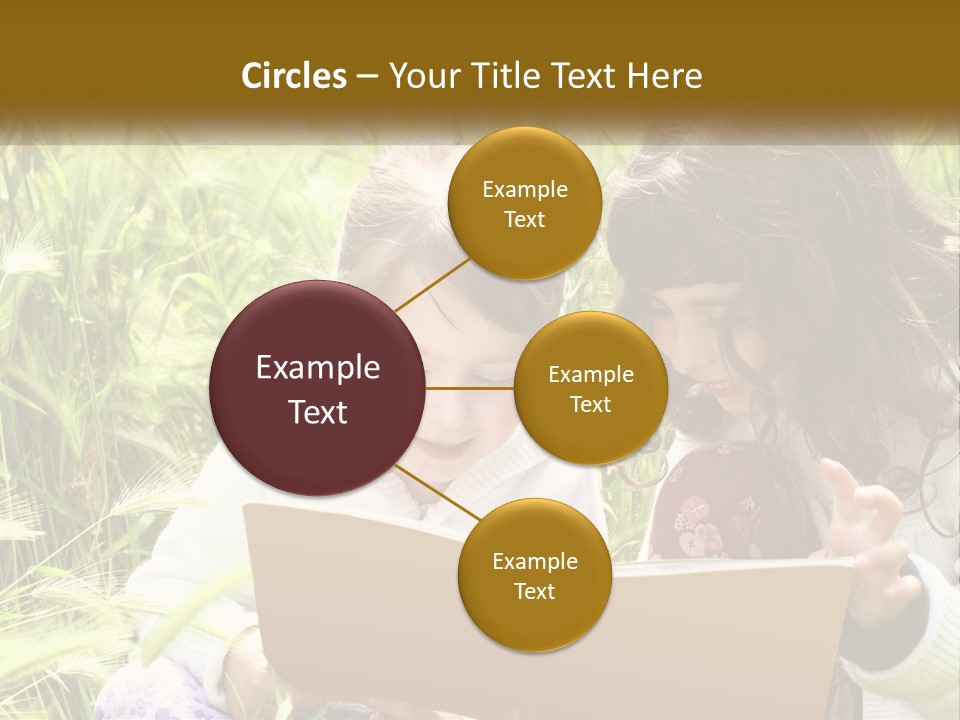 Two Little Girls Are Looking At A Book PowerPoint Template