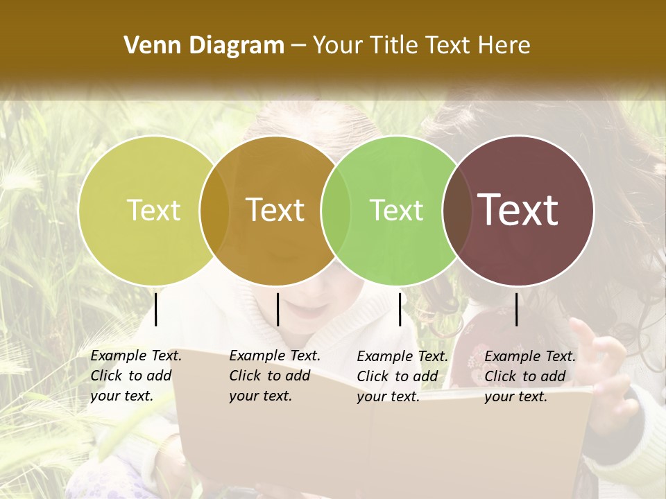 Two Little Girls Are Looking At A Book PowerPoint Template