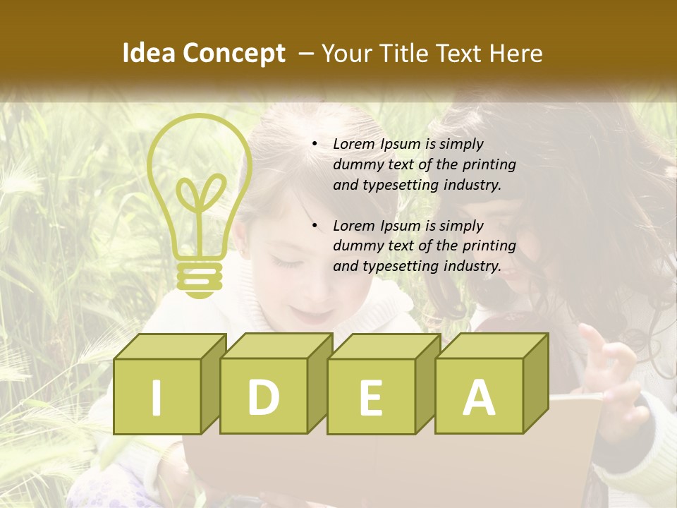 Two Little Girls Are Looking At A Book PowerPoint Template