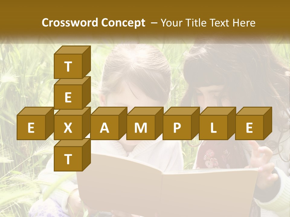 Two Little Girls Are Looking At A Book PowerPoint Template