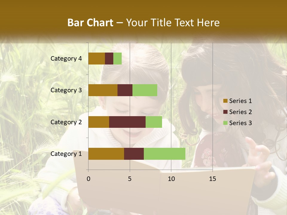 Two Little Girls Are Looking At A Book PowerPoint Template