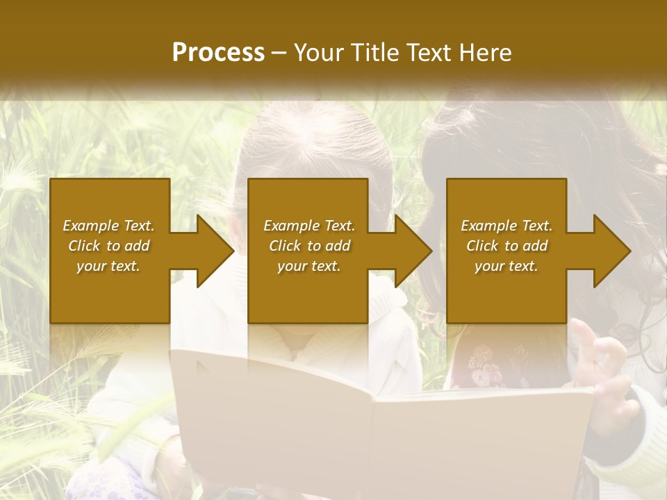 Two Little Girls Are Looking At A Book PowerPoint Template