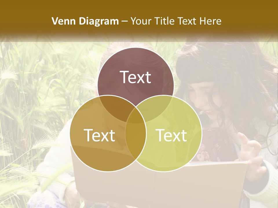 Two Little Girls Are Looking At A Book PowerPoint Template