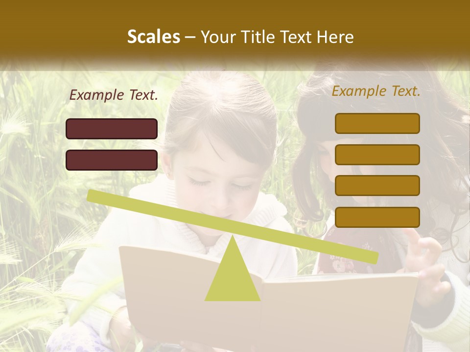 Two Little Girls Are Looking At A Book PowerPoint Template