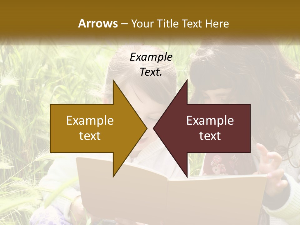 Two Little Girls Are Looking At A Book PowerPoint Template