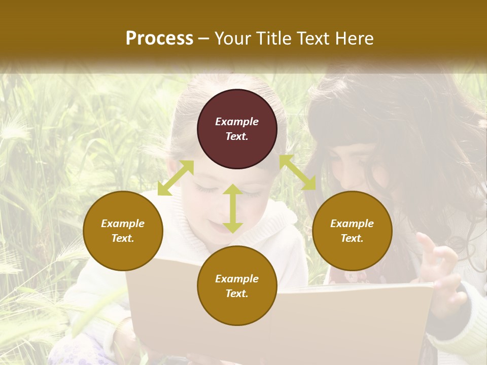 Two Little Girls Are Looking At A Book PowerPoint Template