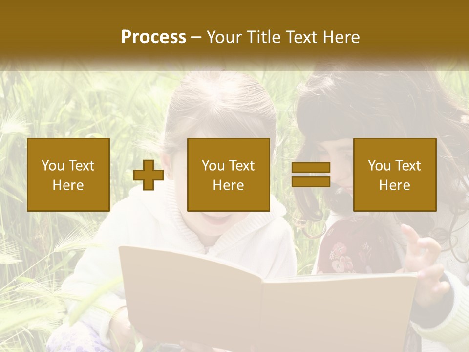Two Little Girls Are Looking At A Book PowerPoint Template
