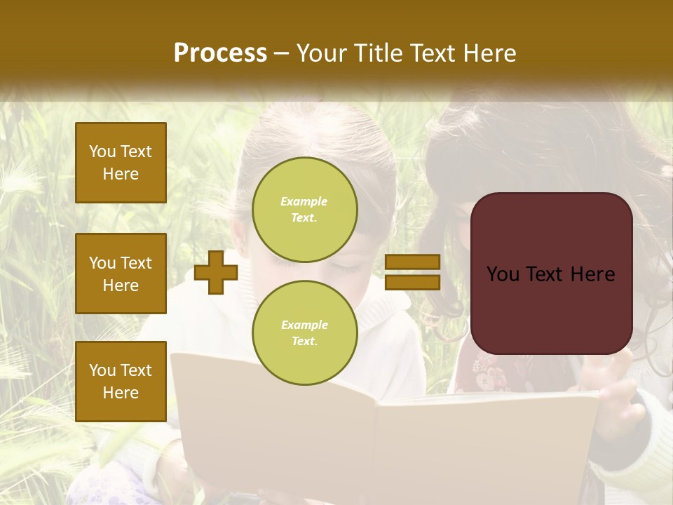Two Little Girls Are Looking At A Book PowerPoint Template