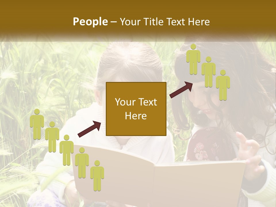 Two Little Girls Are Looking At A Book PowerPoint Template