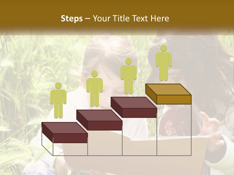 Two Little Girls Are Looking At A Book PowerPoint Template