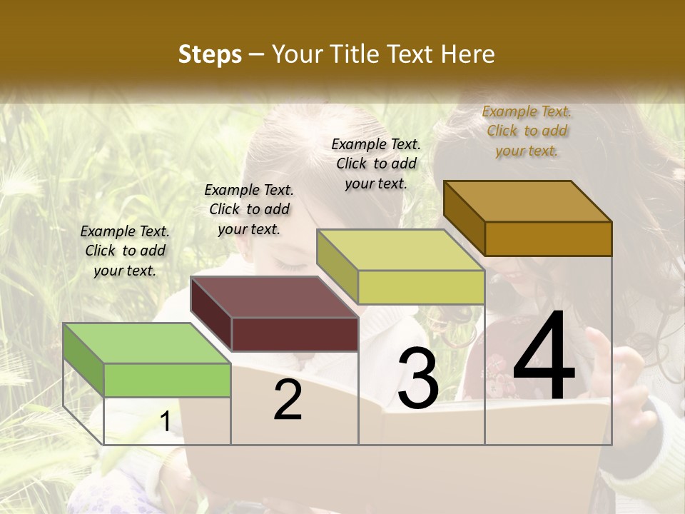 Two Little Girls Are Looking At A Book PowerPoint Template