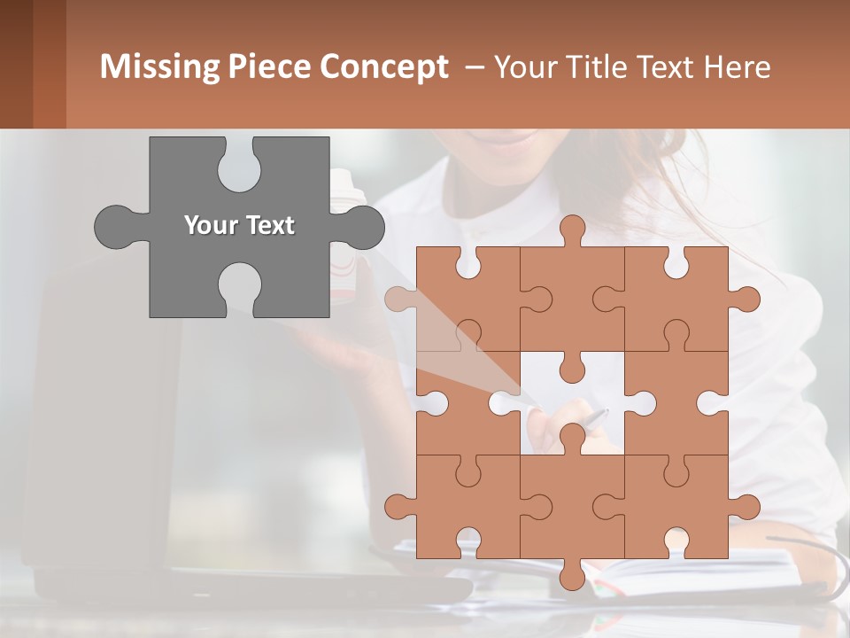 A Woman Holding A Cup Of Coffee And Writing On A Notebook PowerPoint Template