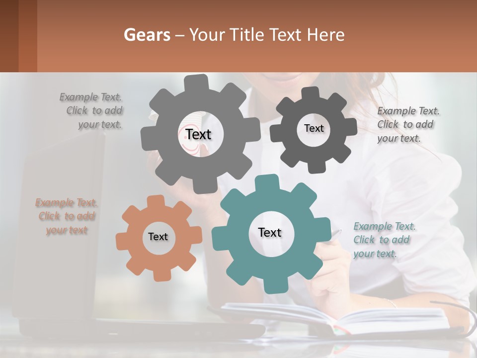 A Woman Holding A Cup Of Coffee And Writing On A Notebook PowerPoint Template