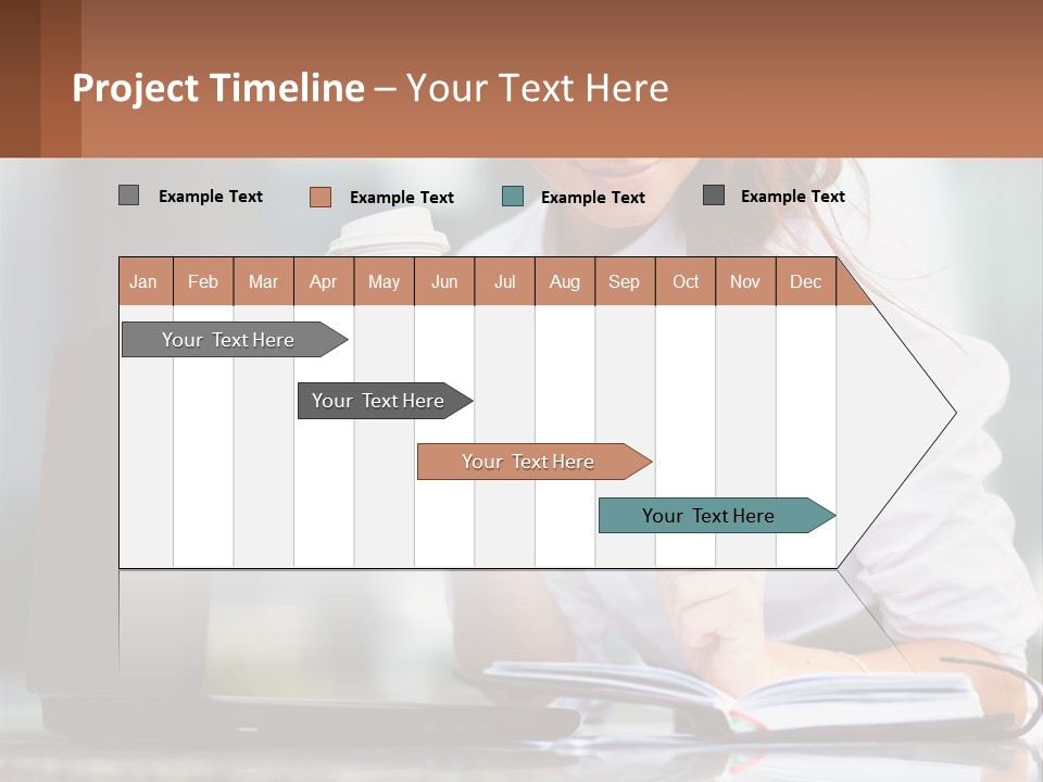 A Woman Holding A Cup Of Coffee And Writing On A Notebook PowerPoint Template