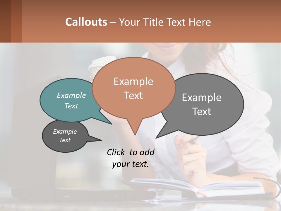 A Woman Holding A Cup Of Coffee And Writing On A Notebook PowerPoint Template