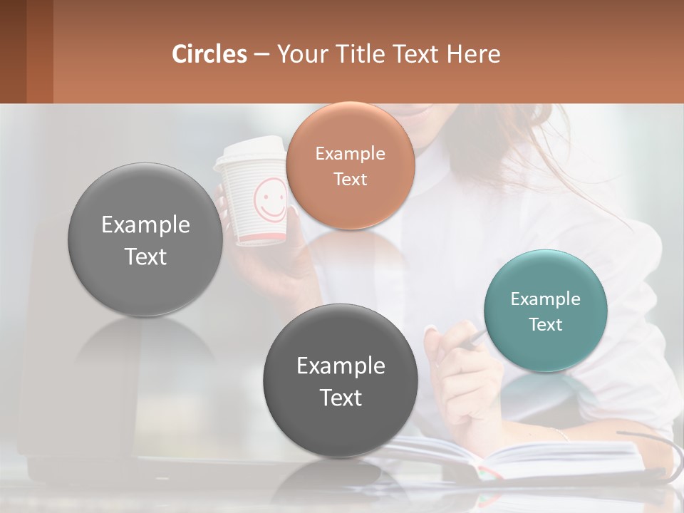 A Woman Holding A Cup Of Coffee And Writing On A Notebook PowerPoint Template