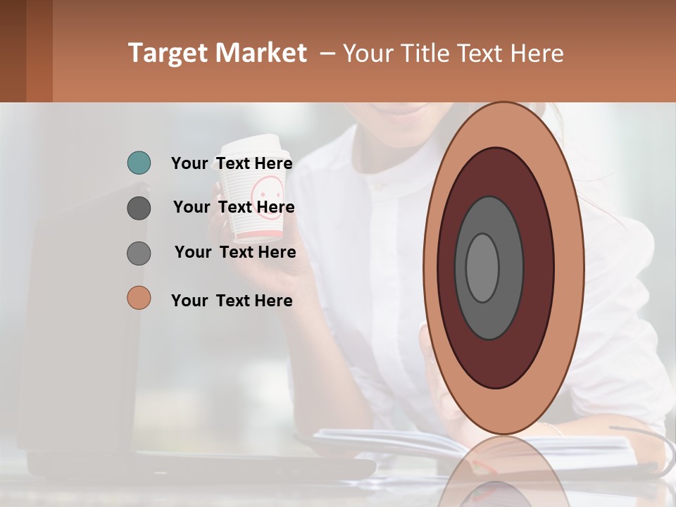 A Woman Holding A Cup Of Coffee And Writing On A Notebook PowerPoint Template