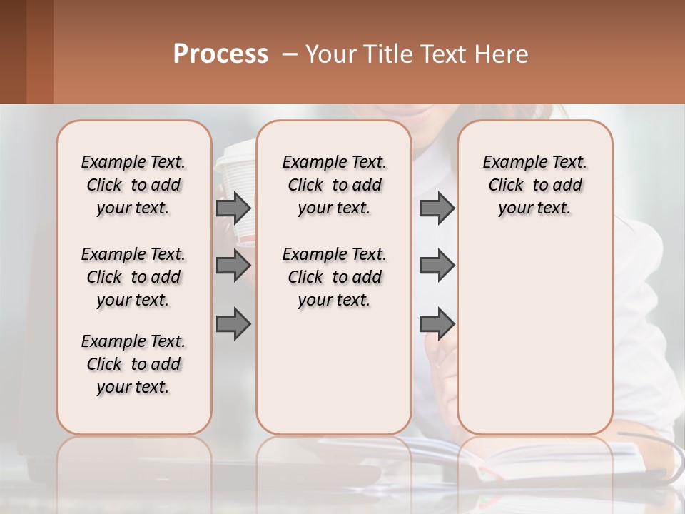 A Woman Holding A Cup Of Coffee And Writing On A Notebook PowerPoint Template
