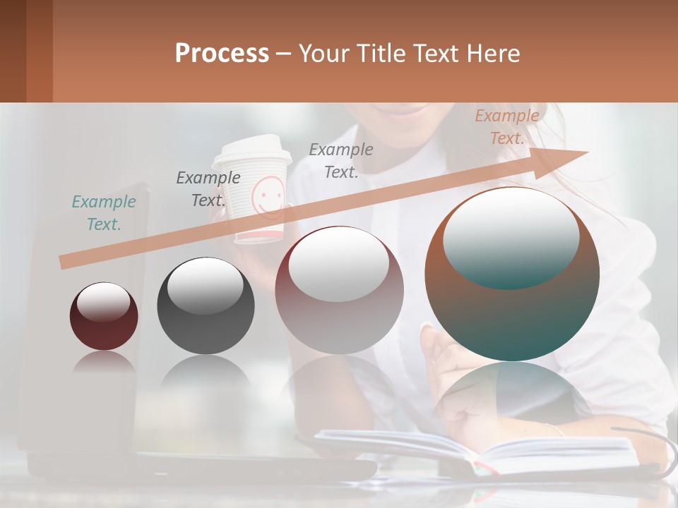 A Woman Holding A Cup Of Coffee And Writing On A Notebook PowerPoint Template