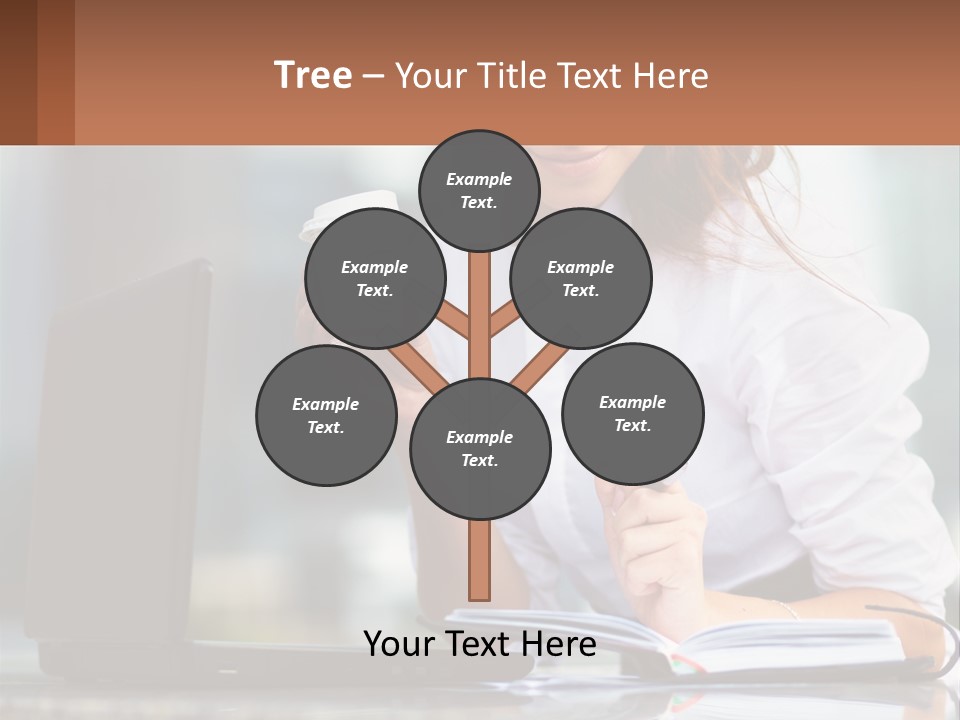 A Woman Holding A Cup Of Coffee And Writing On A Notebook PowerPoint Template