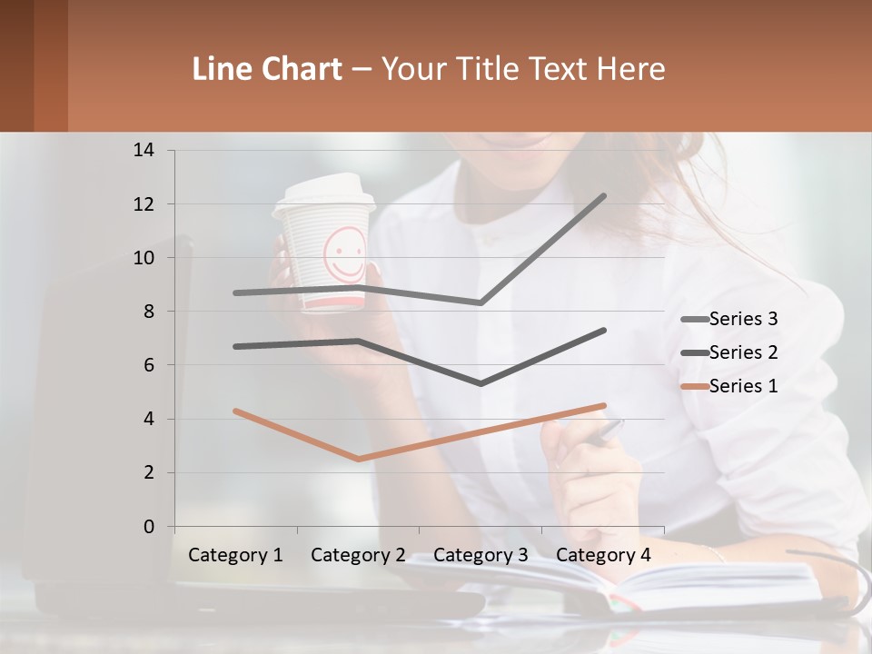 A Woman Holding A Cup Of Coffee And Writing On A Notebook PowerPoint Template
