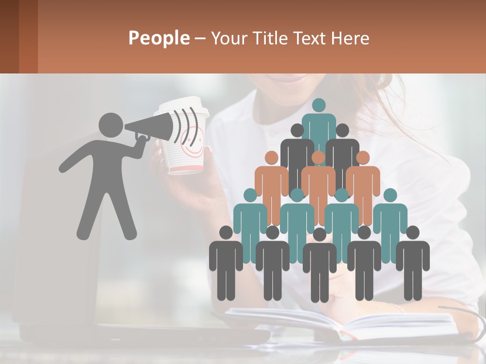 A Woman Holding A Cup Of Coffee And Writing On A Notebook PowerPoint Template