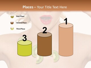 A Woman Holding Kiwi Slices In Front Of Her Face PowerPoint Template