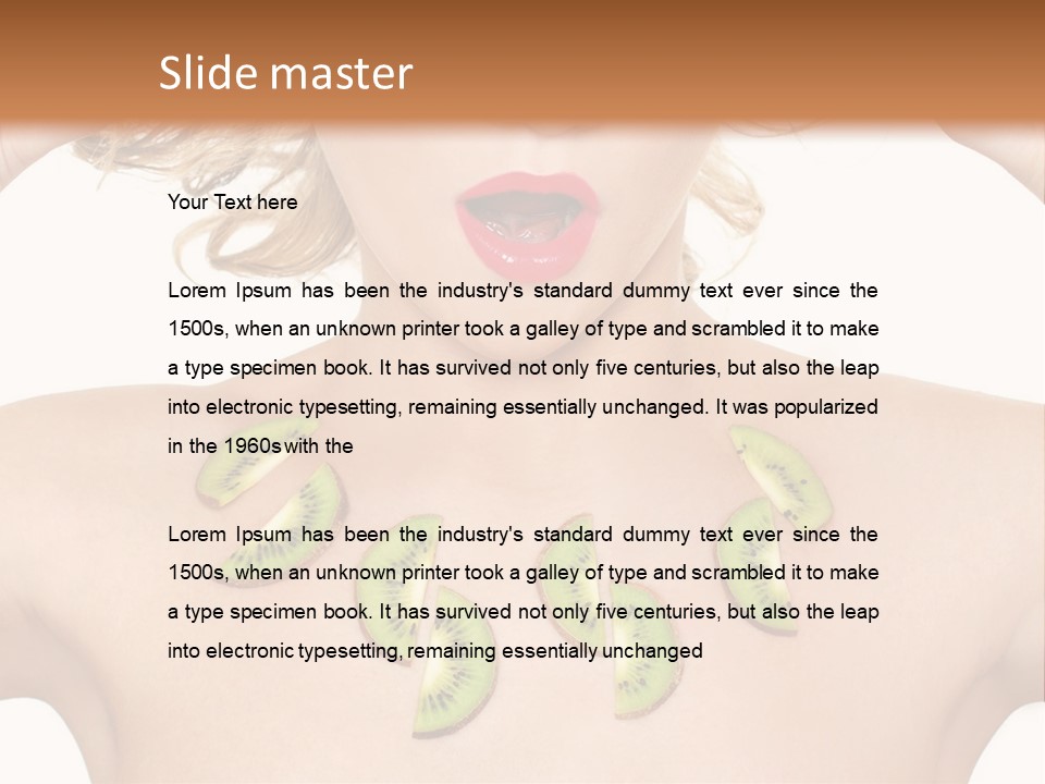 A Woman Holding Kiwi Slices In Front Of Her Face PowerPoint Template