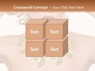 A Woman Holding Kiwi Slices In Front Of Her Face PowerPoint Template