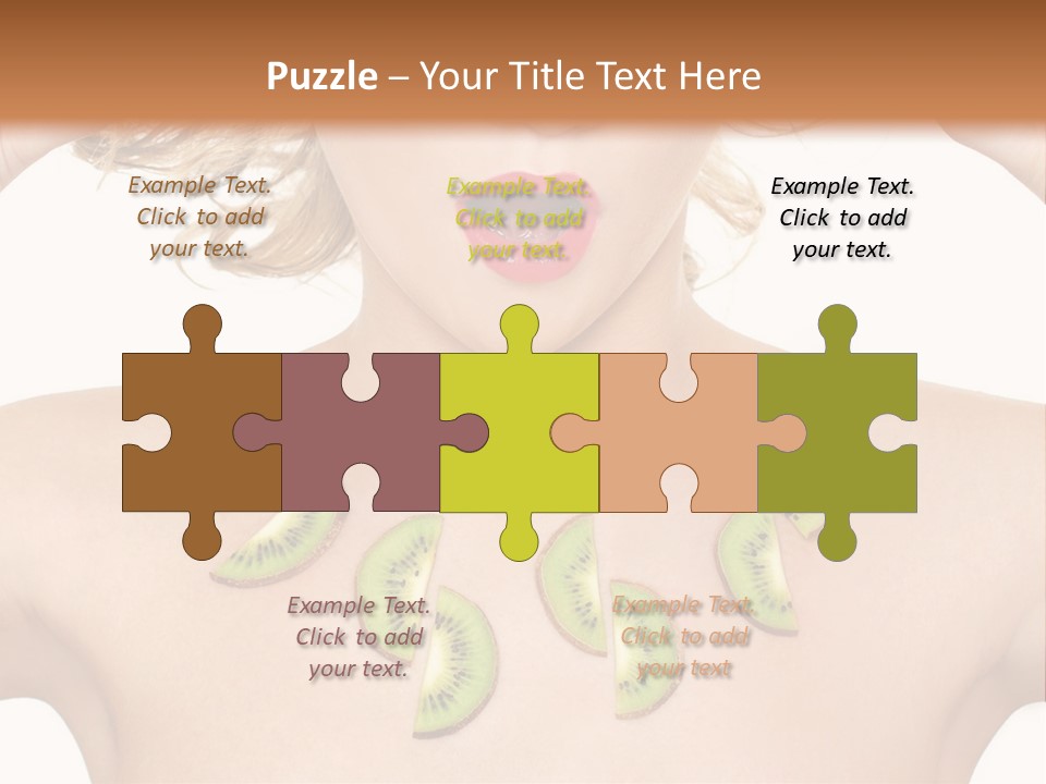 A Woman Holding Kiwi Slices In Front Of Her Face PowerPoint Template