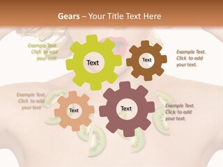 A Woman Holding Kiwi Slices In Front Of Her Face PowerPoint Template