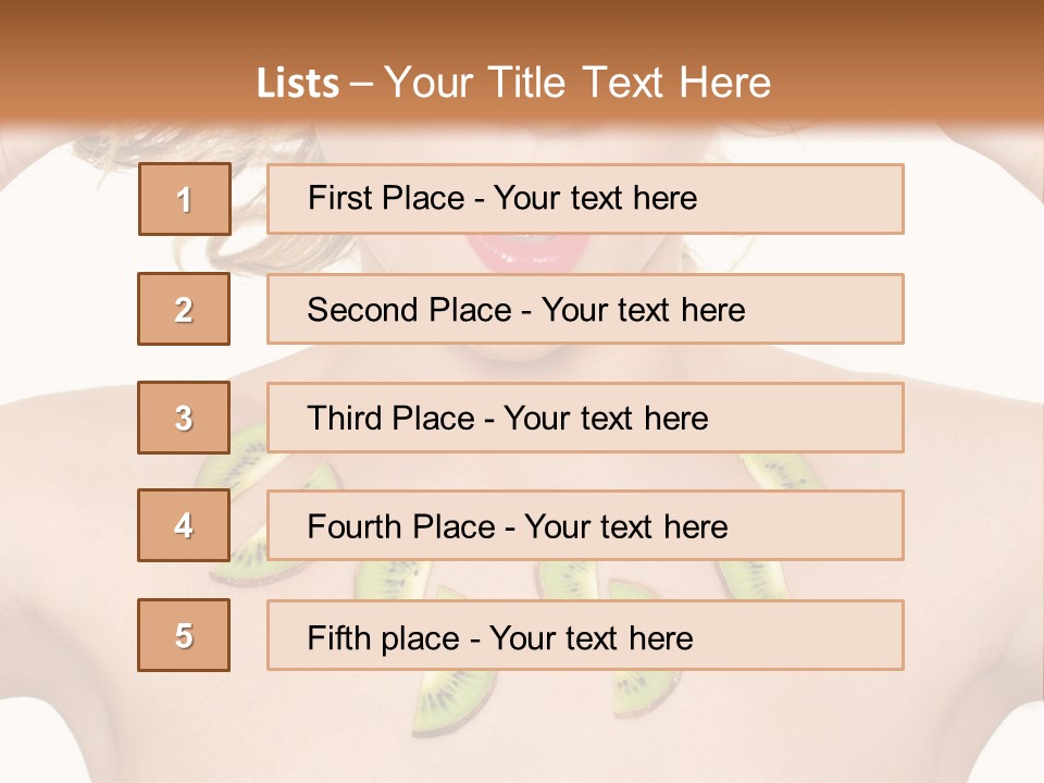 A Woman Holding Kiwi Slices In Front Of Her Face PowerPoint Template