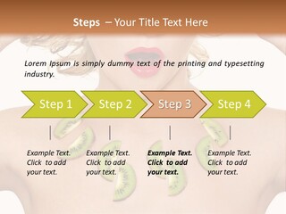 A Woman Holding Kiwi Slices In Front Of Her Face PowerPoint Template